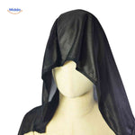 Grimora Set close up van zwarte cape met kap www.middo.nl