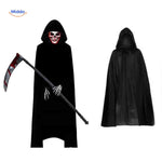 Grimora Set compleet kostuum met cape masker en zeis www.middo.nl