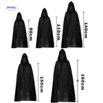 Grimora Set zwarte cape met kap verschillende maten www.middo.nl