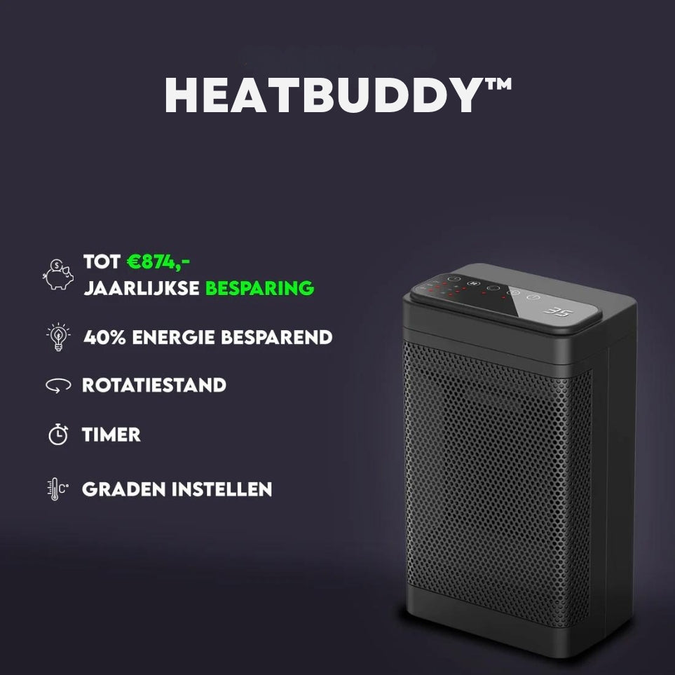 Heatbuddy™ Mini Keramische Ventilatorkachel 1500W met Timer en Oscillatie - Twee Modi, Drie Standen, Veiligheidscertificering