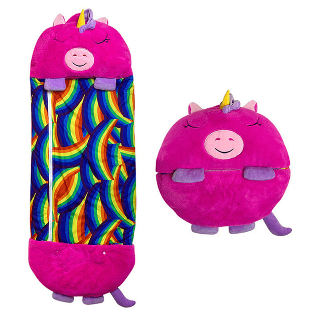 Knuffelslaapzak in roze eenhoorndesign