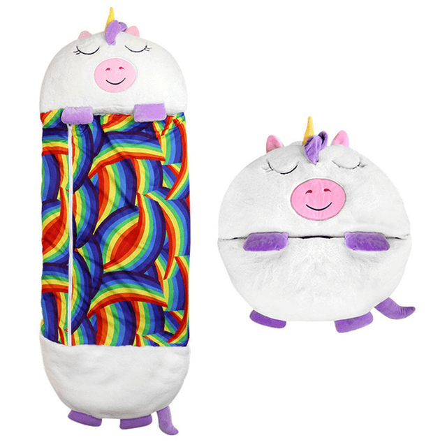 Knuffelslaapzak in wit eenhoorndesign