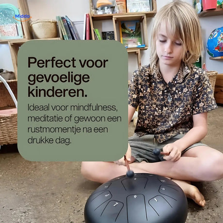 Perfect voor gevoelige kinderen met de Harmonii Klank steel tongue drum van Middo