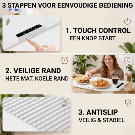 HeatFold Voedselwarmer eenvoudige bediening touch control antislip www.middo.nl