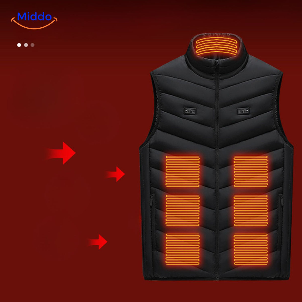 HeatGuard elektrisch verwarmde vest zwart middo.nl
