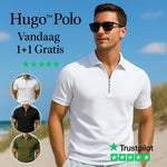 Model in witte polo met ritssluiting en premium comfort bij www.middo.nl