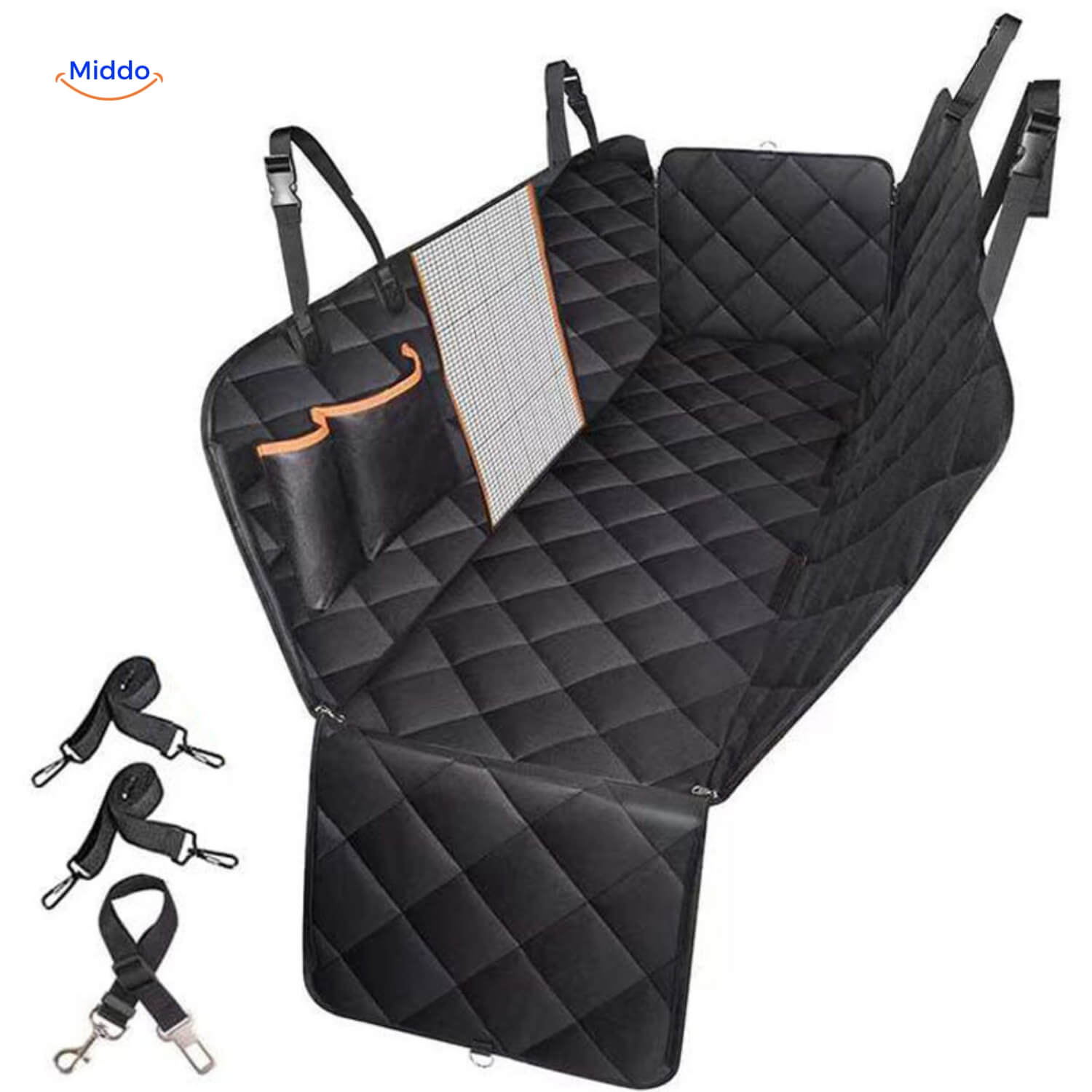 Zwart – Quilted + Oranje Netvak (incl. gordel)