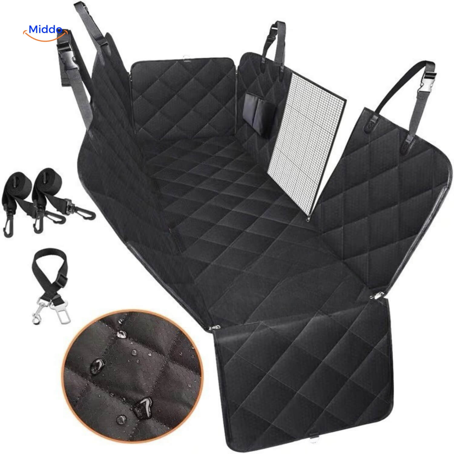 Zwart – Quilted + Netvak (incl. gordel)