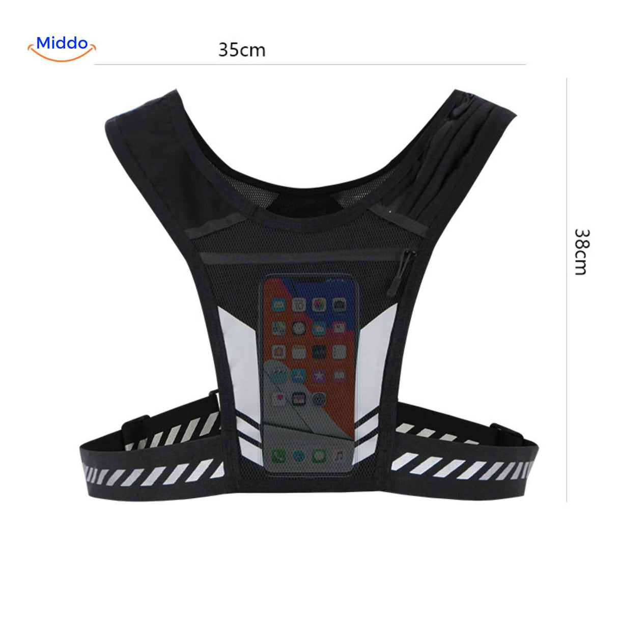 HydroRun Sporttas vest afmeting 35x38cm met reflectie www.middo.nl