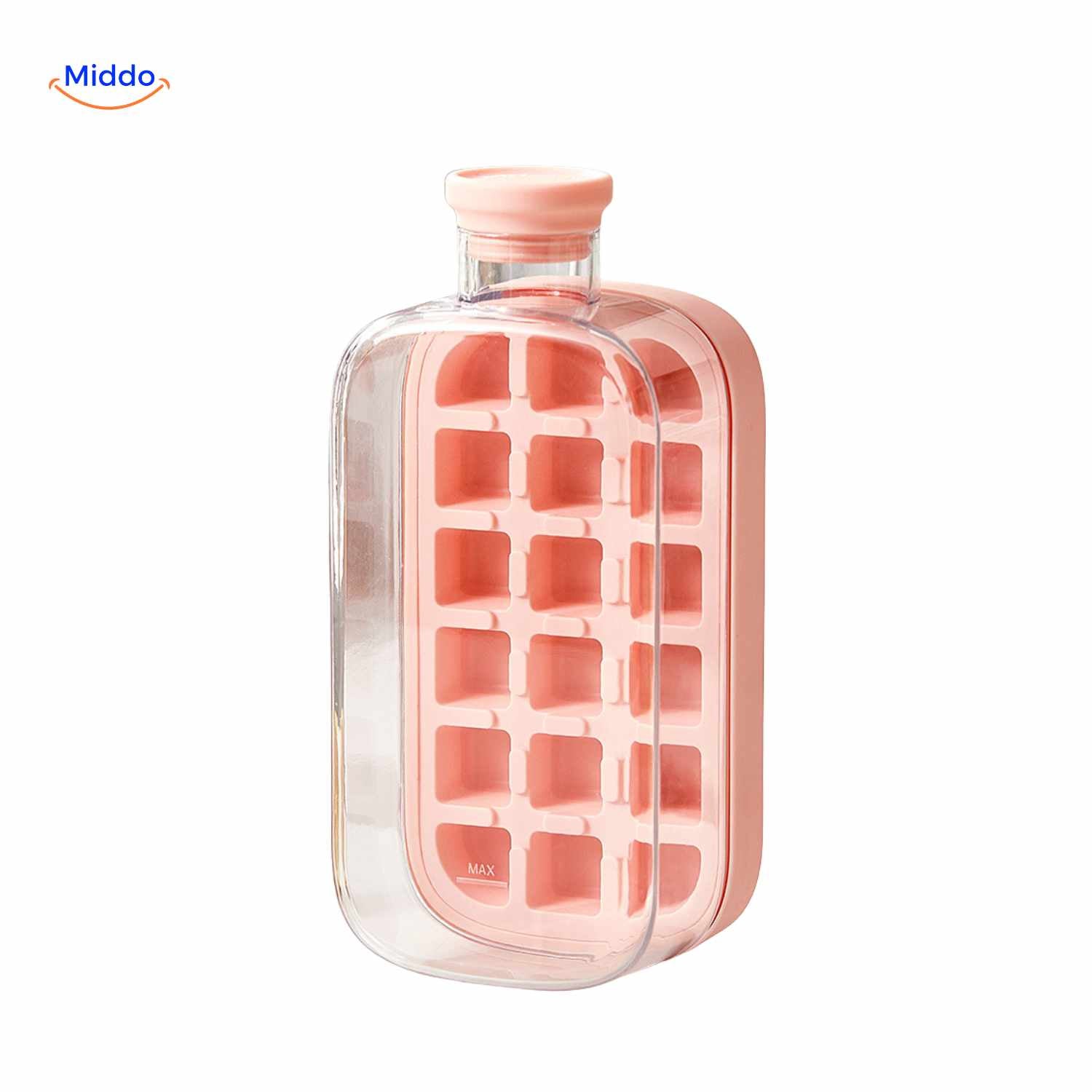 IceNova Flesbeker roze grootformaat koelfles met blokvorm www.middo.nl