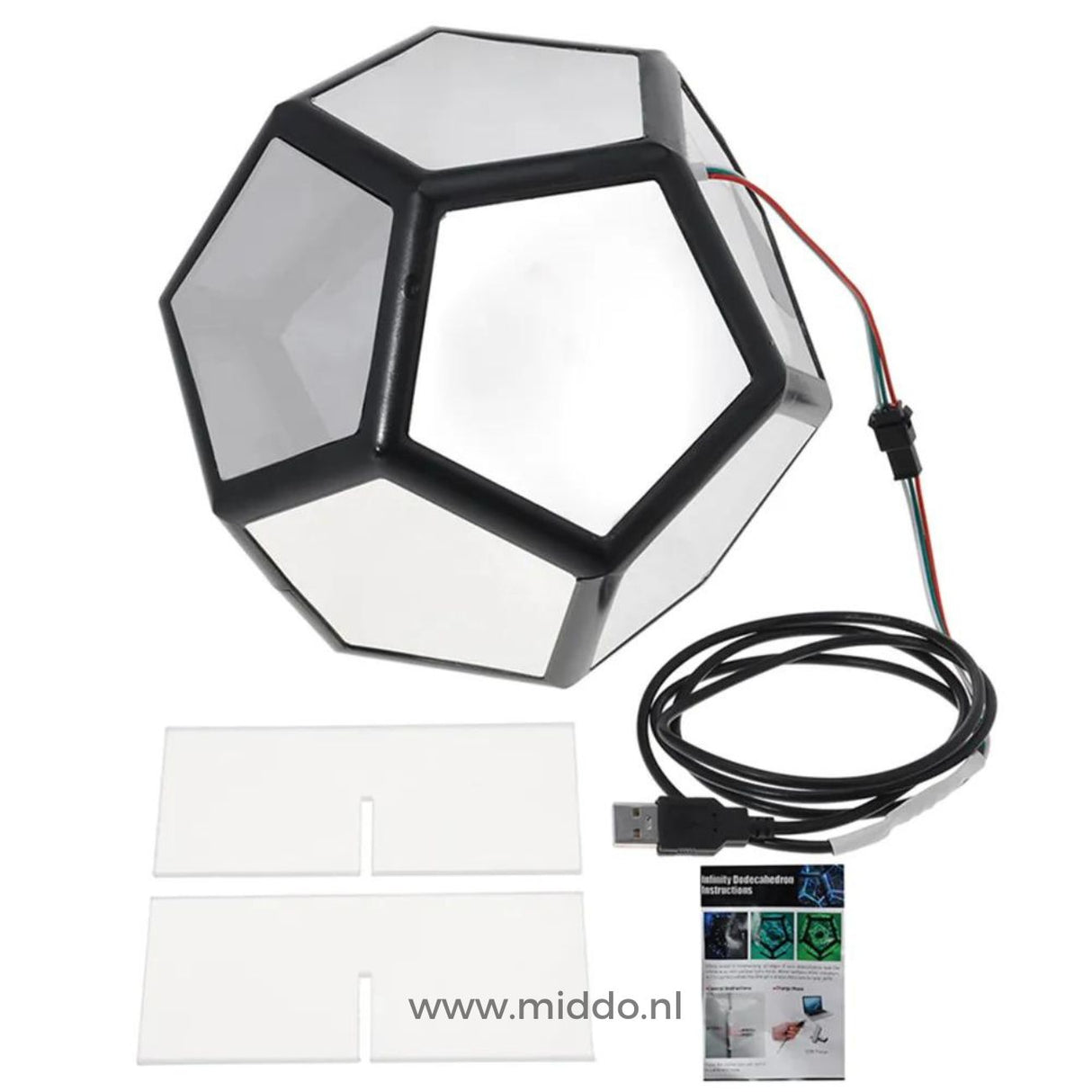 Infinity Light set inclusief kabels en handleiding.