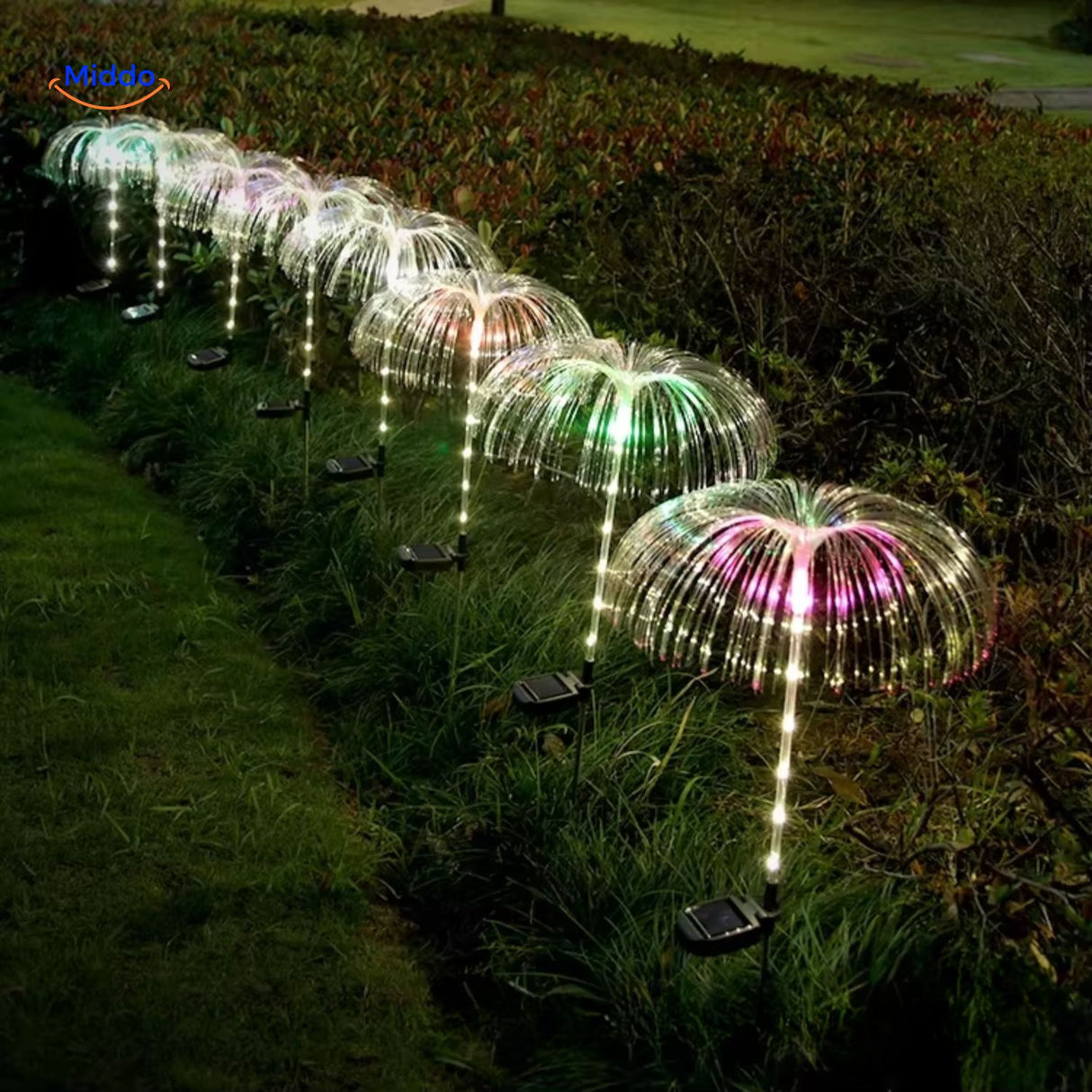 JellyGlow Solar fontijn met lichteffecten en gekleurde lampen www.middo.nl