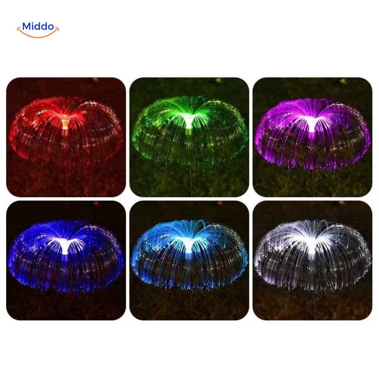 JellyGlow Solar licht fontijn met multi kleurige lampen www.middo.nl