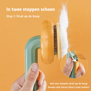 Druk op de knop om haren eenvoudig te verwijderen met de KatKam