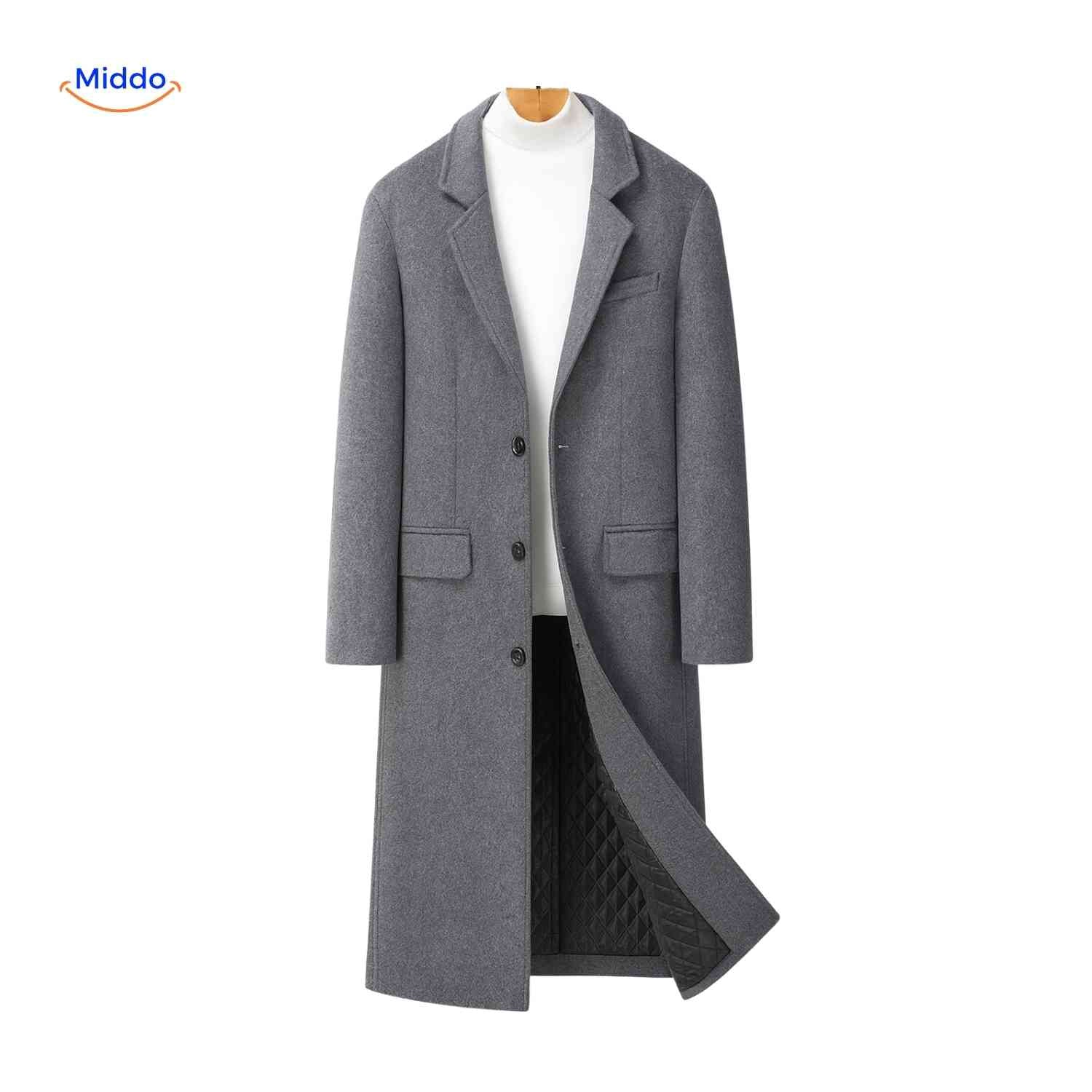 Kingsley Overjas grijze lange herenmantelwww.middo.nl