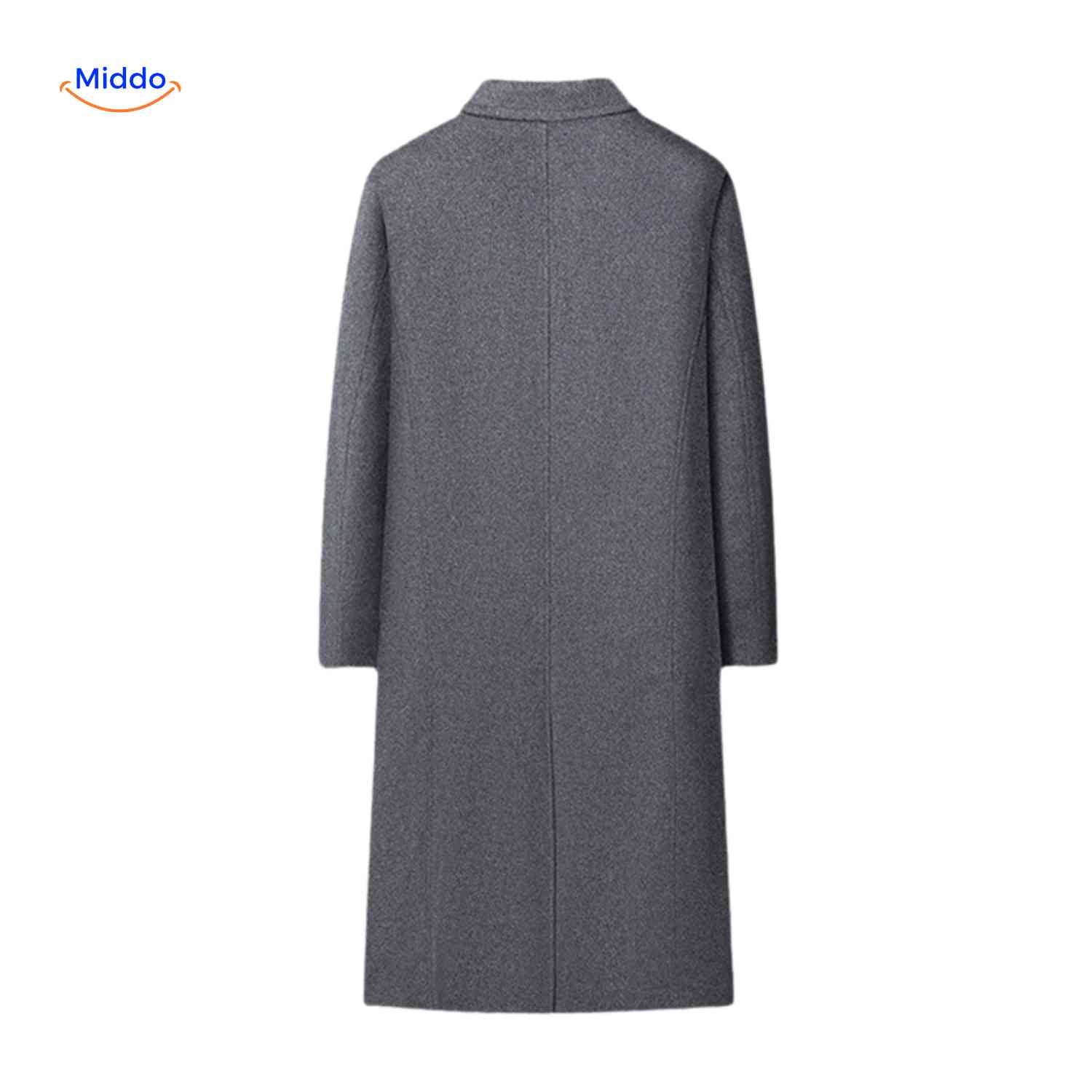 Kingsley Overjas grijze lange mantel achterkantwww.middo.nl