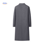 Kingsley Overjas grijze lange mantel achterkantwww.middo.nl