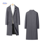 Kingsley Overjas grijze lange mantel voor en achterwww.middo.nl