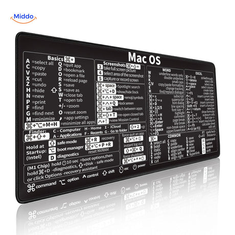 Lernopad Muismat macbook macos shortcut overzicht apple werkplek accessoire www.middo.nl