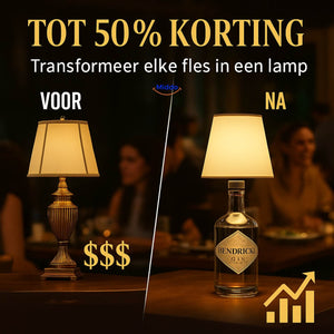 50% Korting op de LumaVino Flessenlamp van Middo.nl