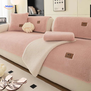 LuxeLamb Sofa Kussens ros gekleurde dekens met stof www.middo.nl
