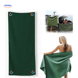 MagnaTowel Strand groene handdoek met magneten www.middo.nl