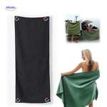 MagnaTowel Strand zwarte handdoek met magneten www.middo.nl