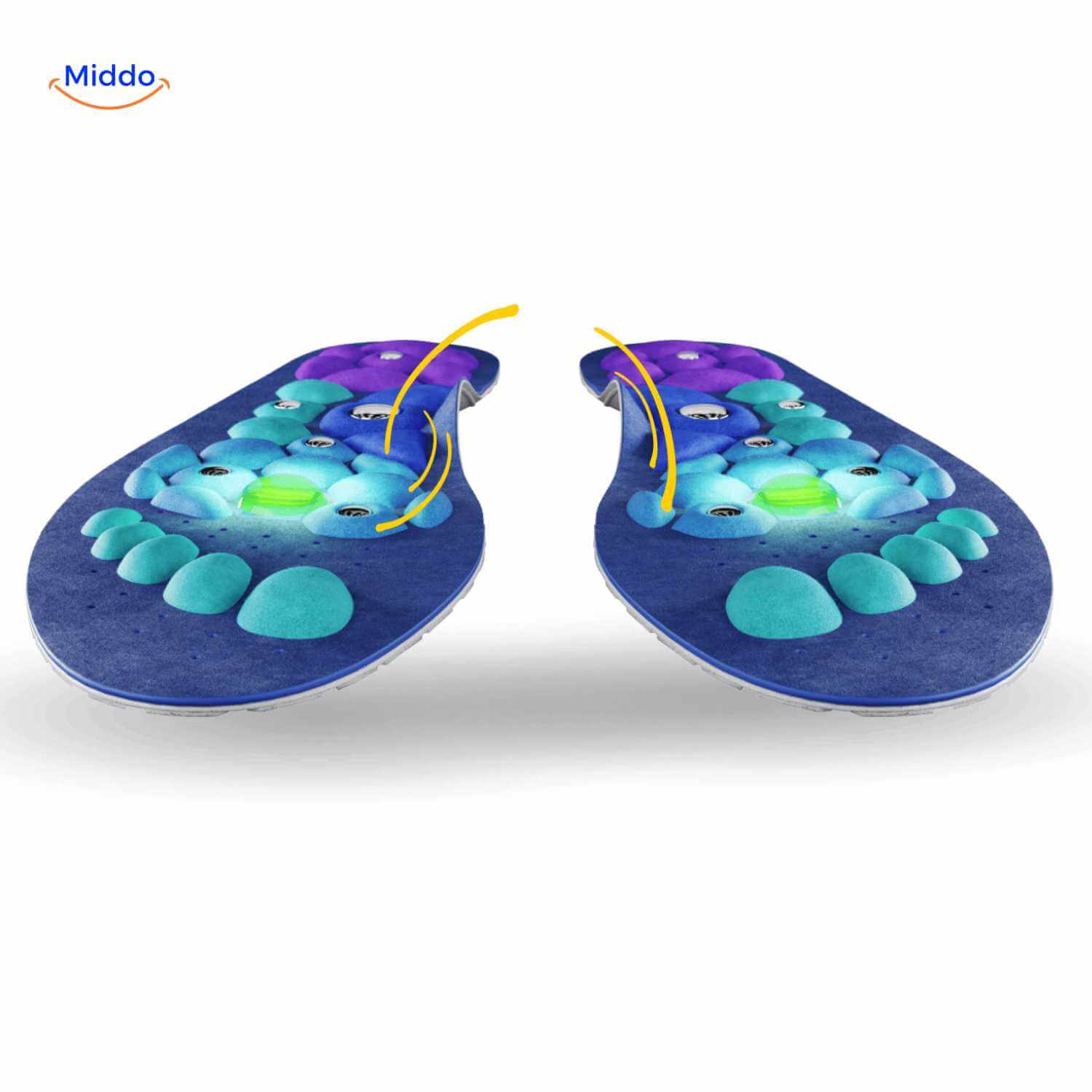 MagneFlex Inlegzolen blauw met kleurige bubbels voor relaxatie www.middo.nl