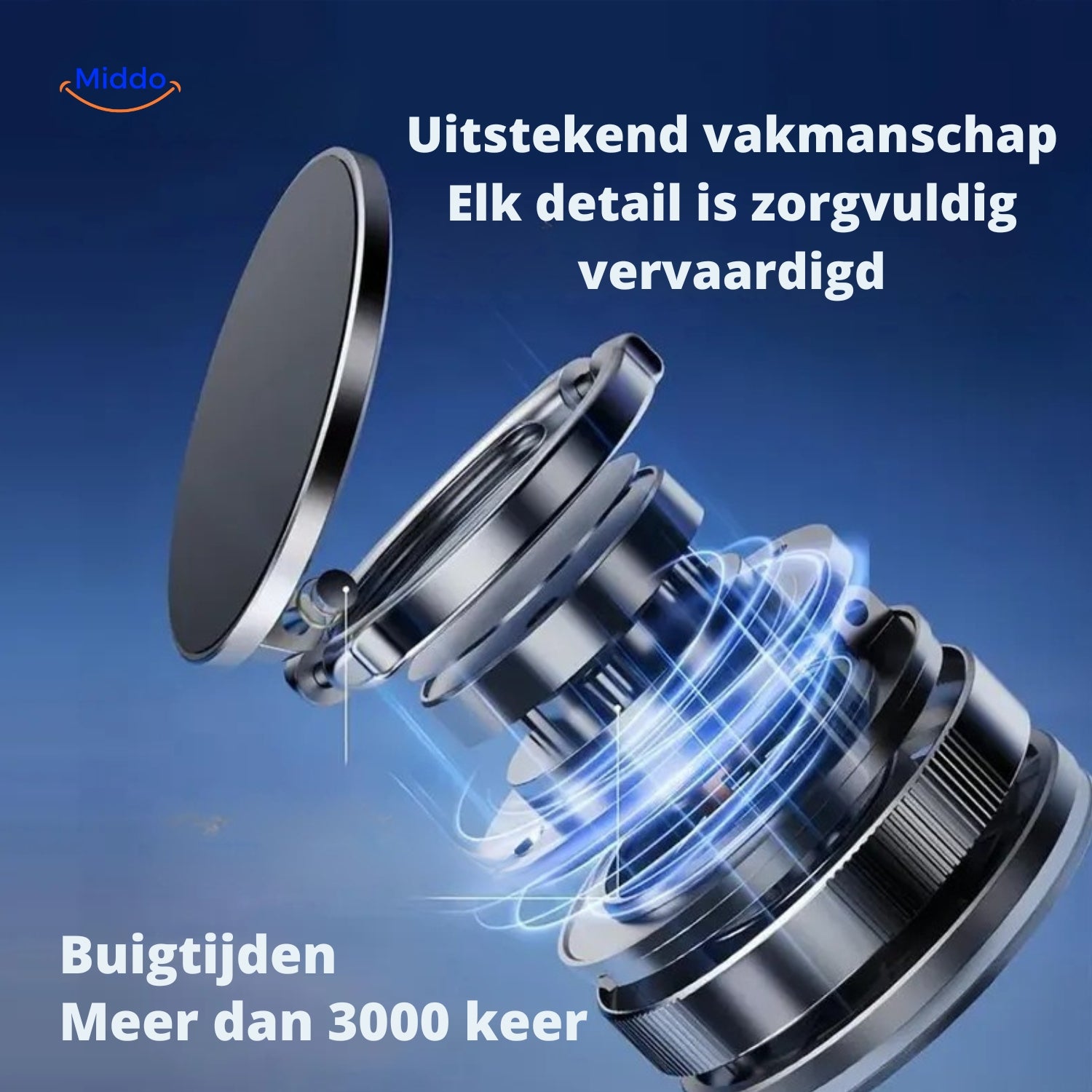 Magnevo Telefoonhouder duurzame metaalconstructie met soepele scharnieren www.middo.nl