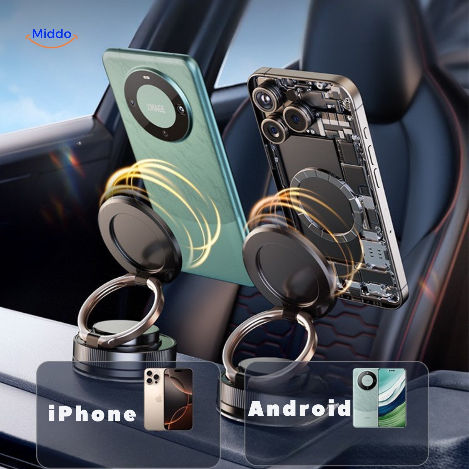 Magnevo Telefoonhouder universele magneethouder voor iphone en android www.middo.nl