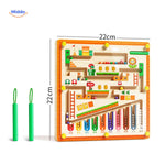 MagnoMaze Spel compacte houten magneet doolhof educatief peuter www.middo.nl