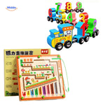 MagnoMaze Spel houten cijfers trein educatief speelgoed met magneet doolhof www.middo.nl