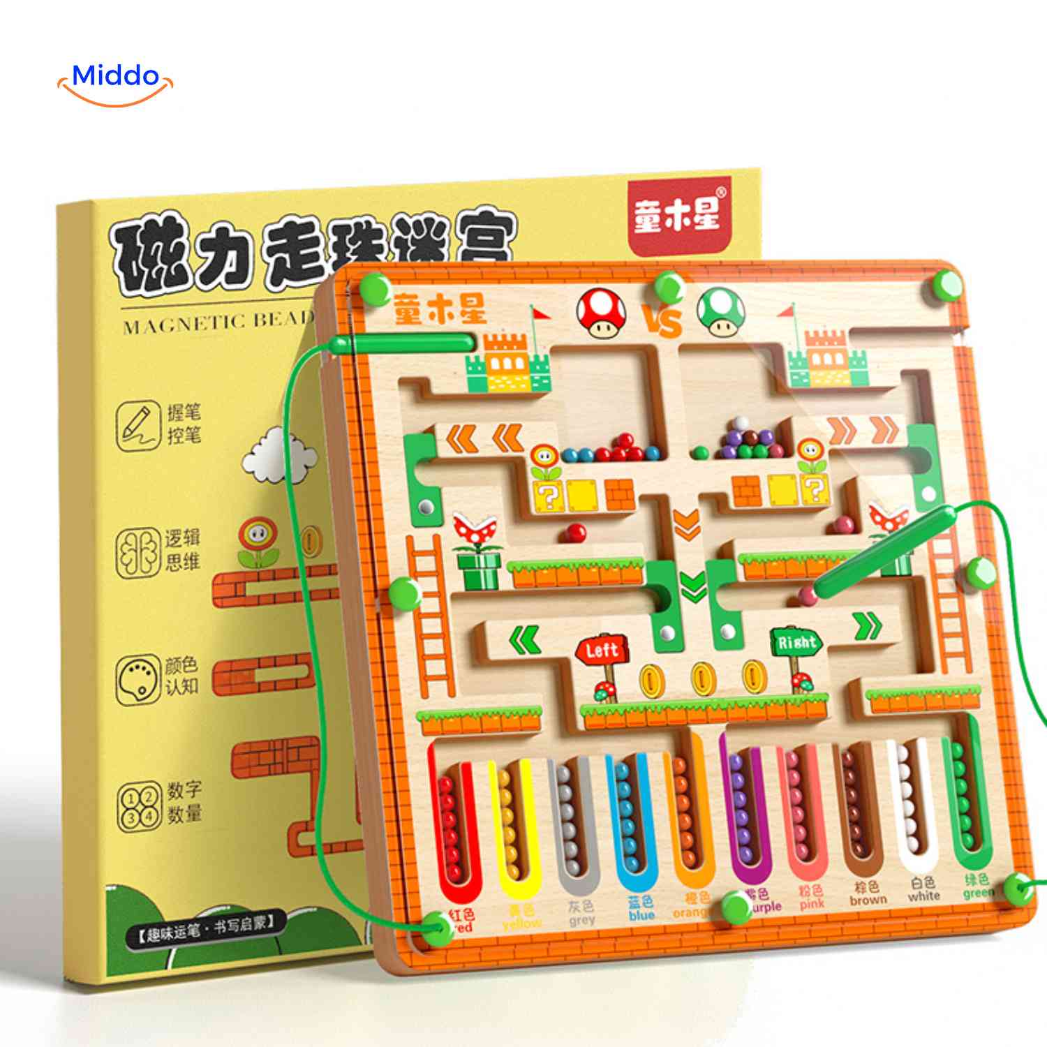 MagnoMaze Spel houten magneet doolhof kinderspel educatief speelgoed www.middo.nl