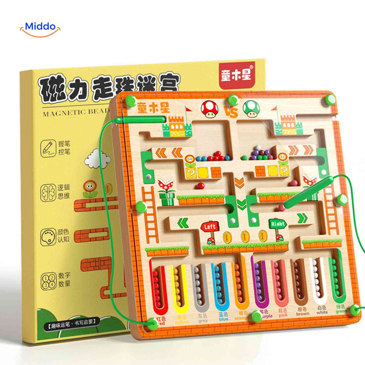 MagnoMaze Spel houten magneet doolhof kinderspel educatief speelgoed www.middo.nl