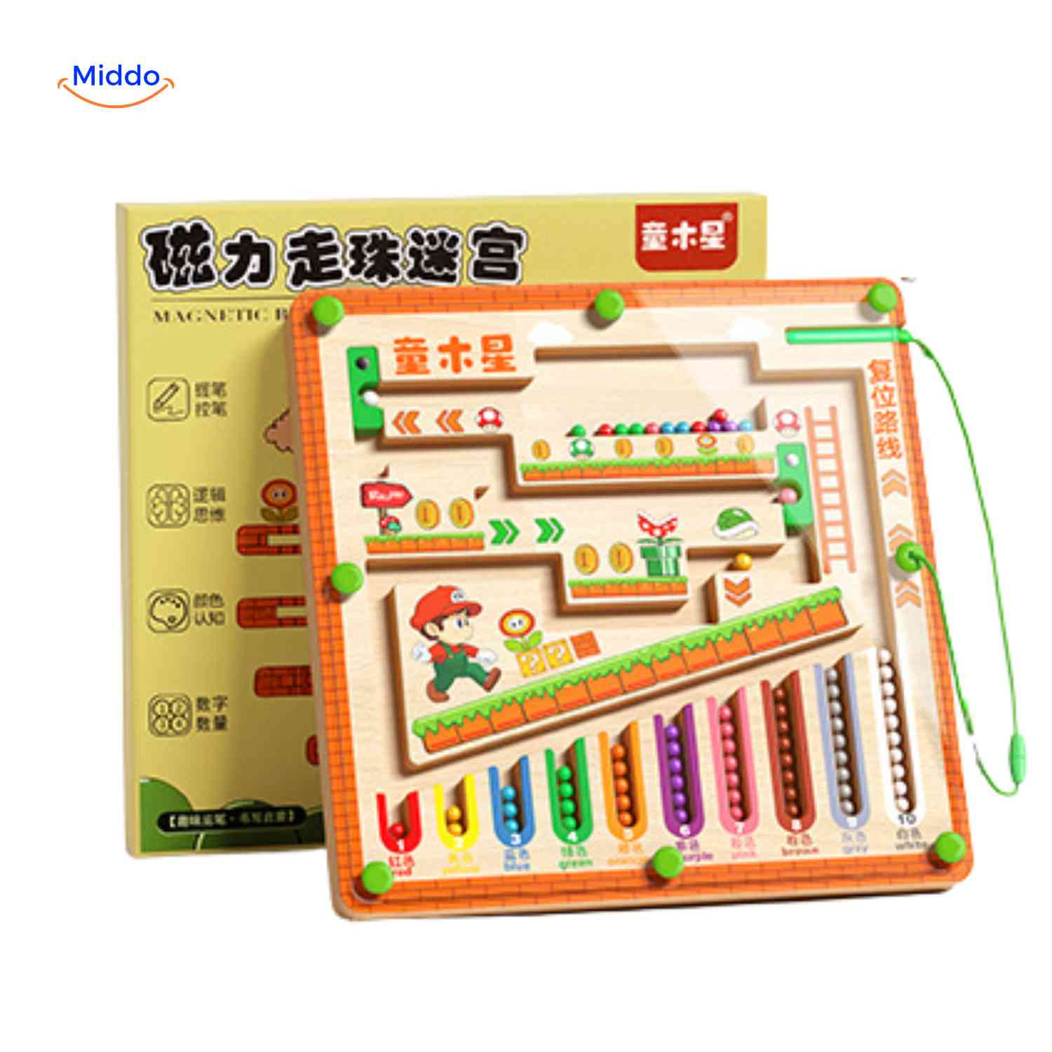 MagnoMaze Spel houten magneet labyrint kinderen speelgoed www.middo.nl