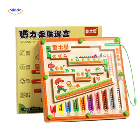 MagnoMaze Spel houten magneet labyrint kinderen speelgoed www.middo.nl