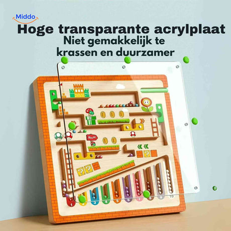 MagnoMaze Spel houten magnetisch doolhof acrylplaat duurzaam www.middo.nl