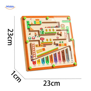 MagnoMaze Spel houten magnetisch kralendoolhof afmetingen 23x23cm educatief www.middo.nl