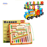 MagnoMaze Spel houten nummertrein educatief kinderen magnetisch doolhof www.middo.nl