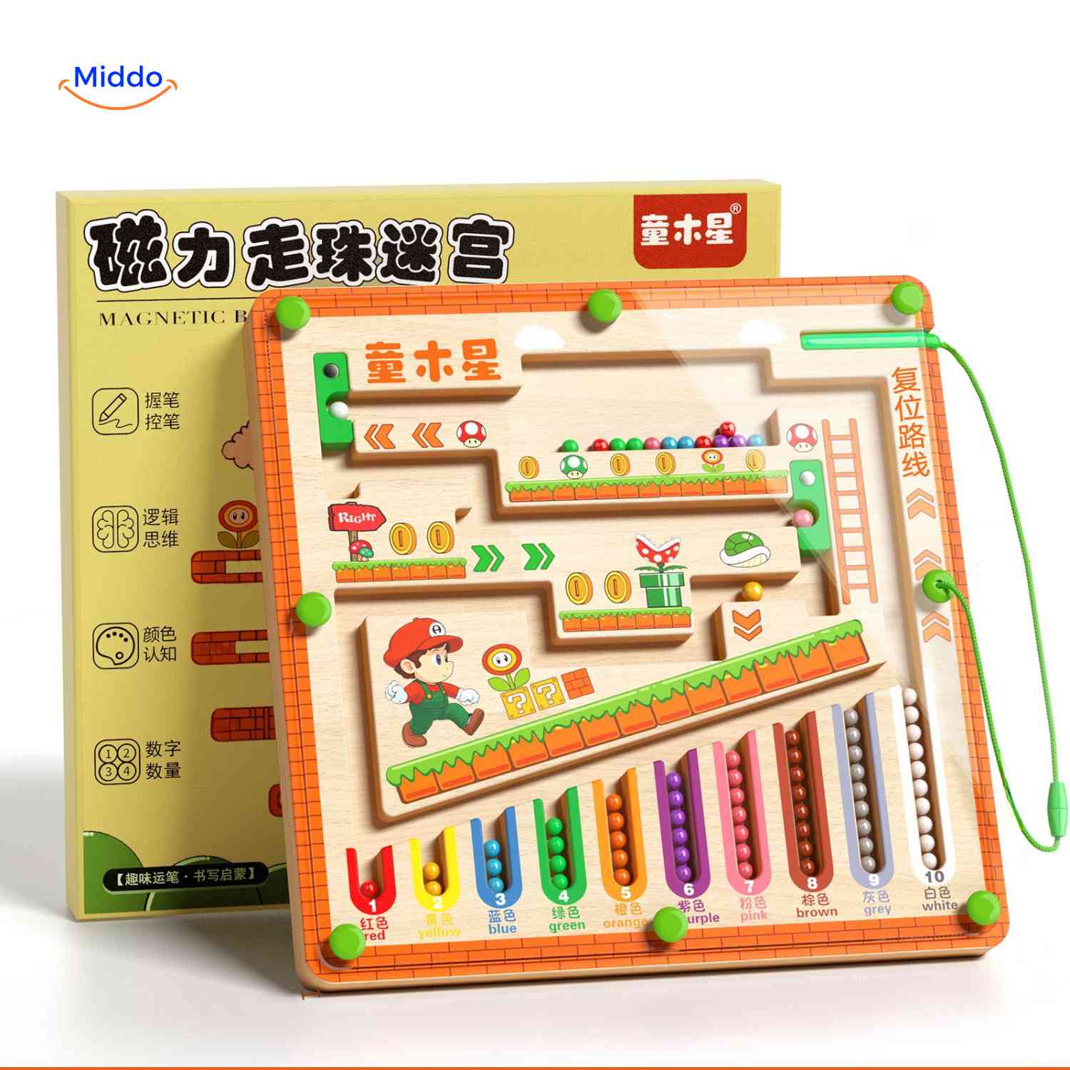 MagnoMaze Spel magnetisch kralen doolhof peuter ontwikkeling educatief www.middo.nl