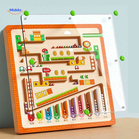 MagnoMaze Spel magnetisch kralen labyrint houten educatief speelgoed www.middo.nl
