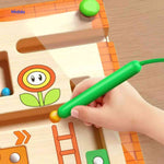 MagnoMaze Spel magnetische pen met kleurenballen educatief houten doolhof www.middo.nl