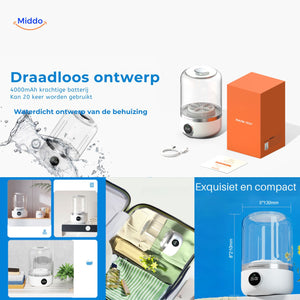 MiniWash Pro draadloos ontwerp met krachtige batterij www.middo.nl