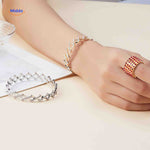 Morphix Ring armband en ring zilver en rood strass www.middo.nl