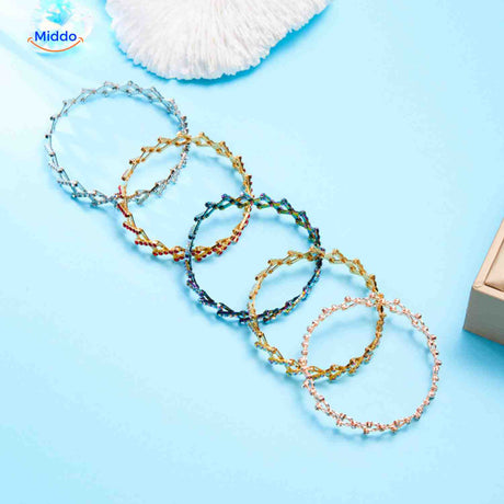 Morphix Ring goud armband met rode strass www.middo.nl