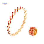 Morphix Ring goud met rode strass armband en ring www.middo.nl