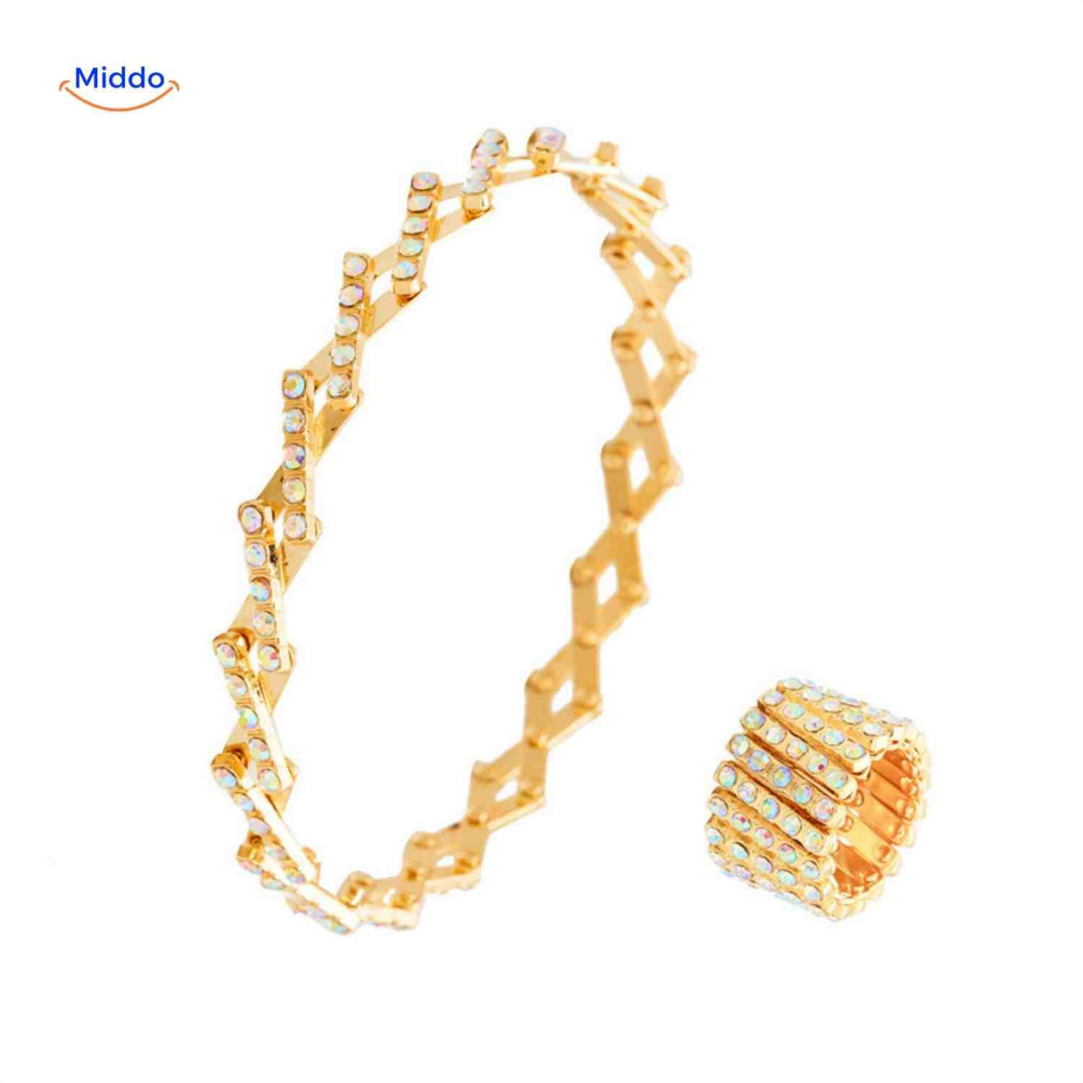 Morphix Ring goud met witte strass armband en ring www.middo.nl