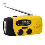 Gele SolarPower Pro noodradio – draagbare survivalradio met zonnepaneel en noodsignaalfunctie