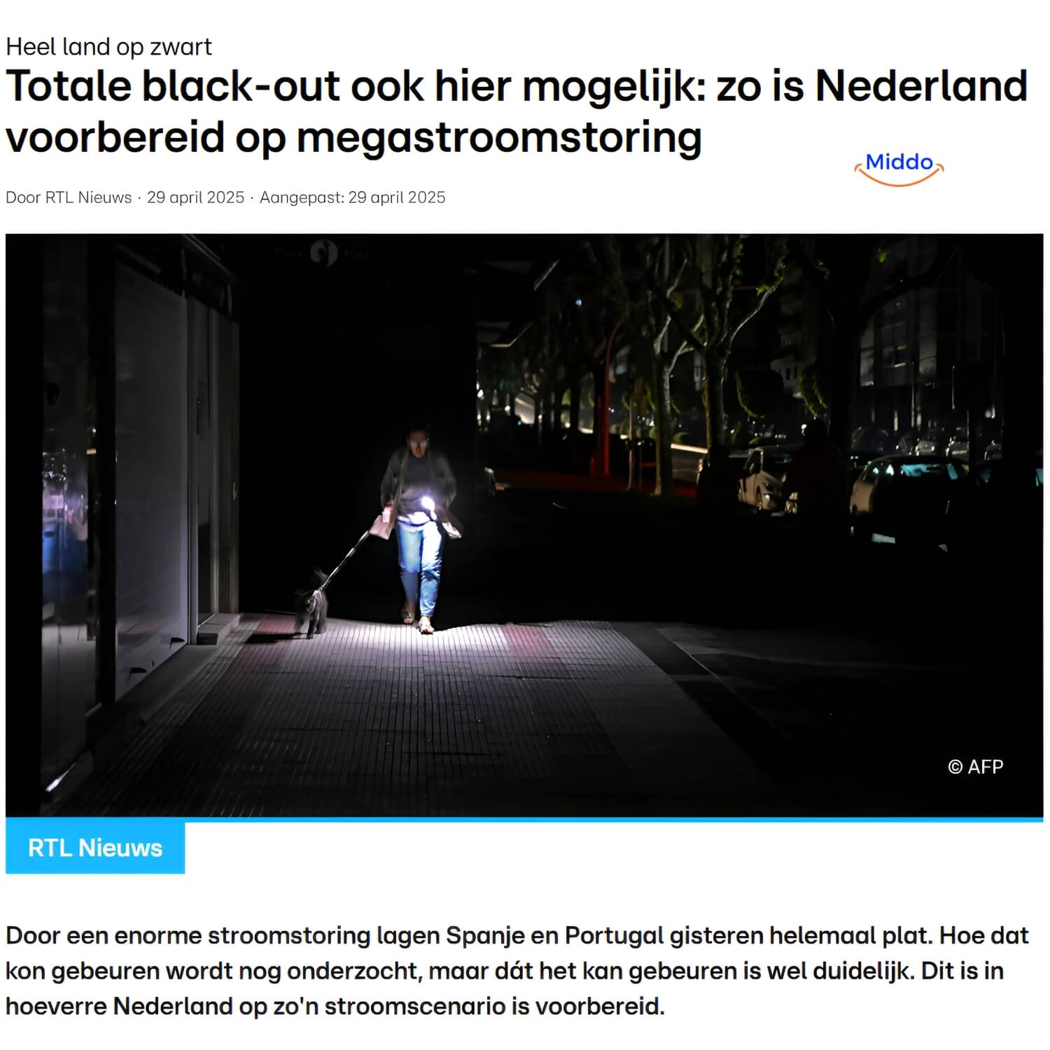 Totale blackout nieuwsbericht
