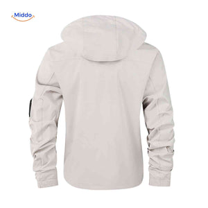 NordGuard Jas lichtbeige waterafstotende heren winterjas met capuchon en elastische manchetten www.middo.nl
